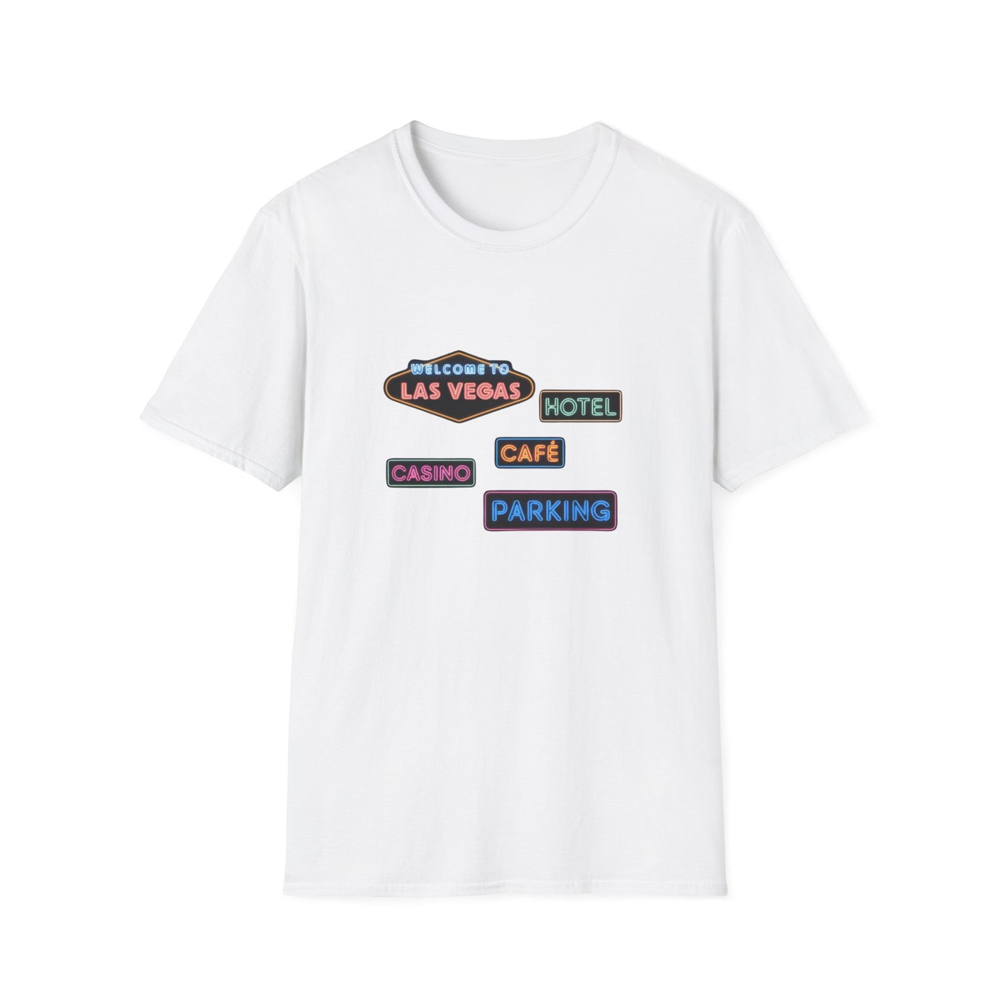 Hotel, Cafe, Casino, Parking - Unisex Softstyle T-Shirt