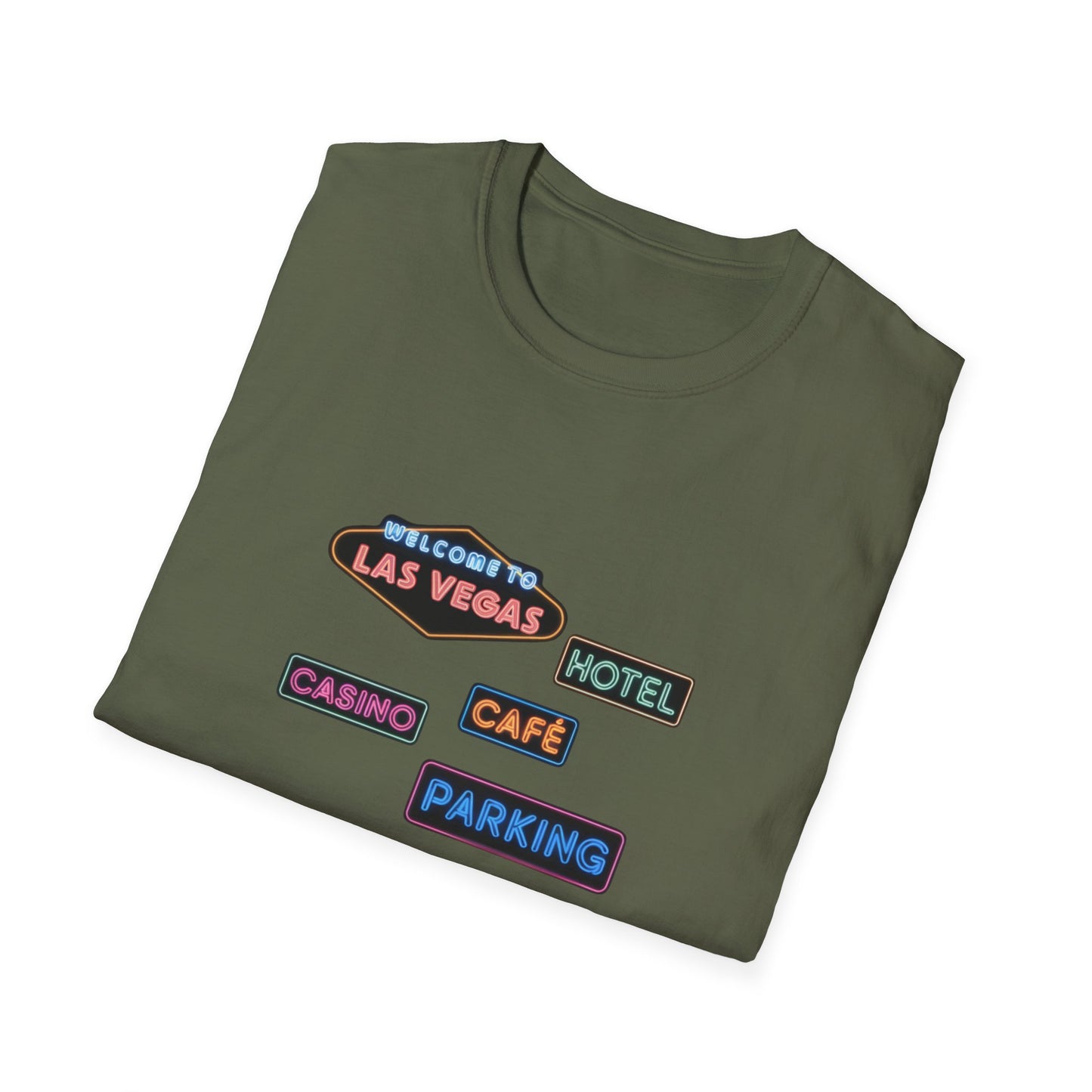 Hotel, Cafe, Casino, Parking - Unisex Softstyle T-Shirt