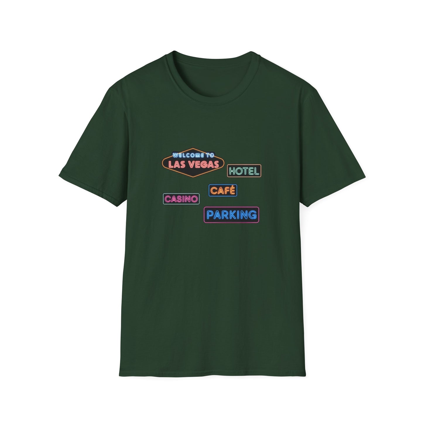 Hotel, Cafe, Casino, Parking - Unisex Softstyle T-Shirt